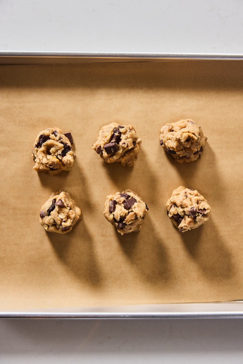 Raw dough portioned on a tray